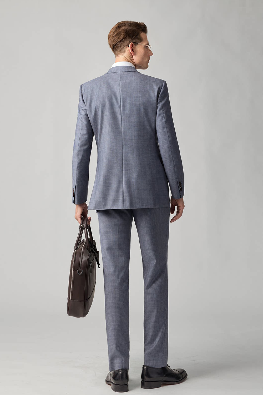 Lanifício Reda 1865 - Costume em lã merino, double breasted 6x2, half canvas com lapela peak - Azul cimento