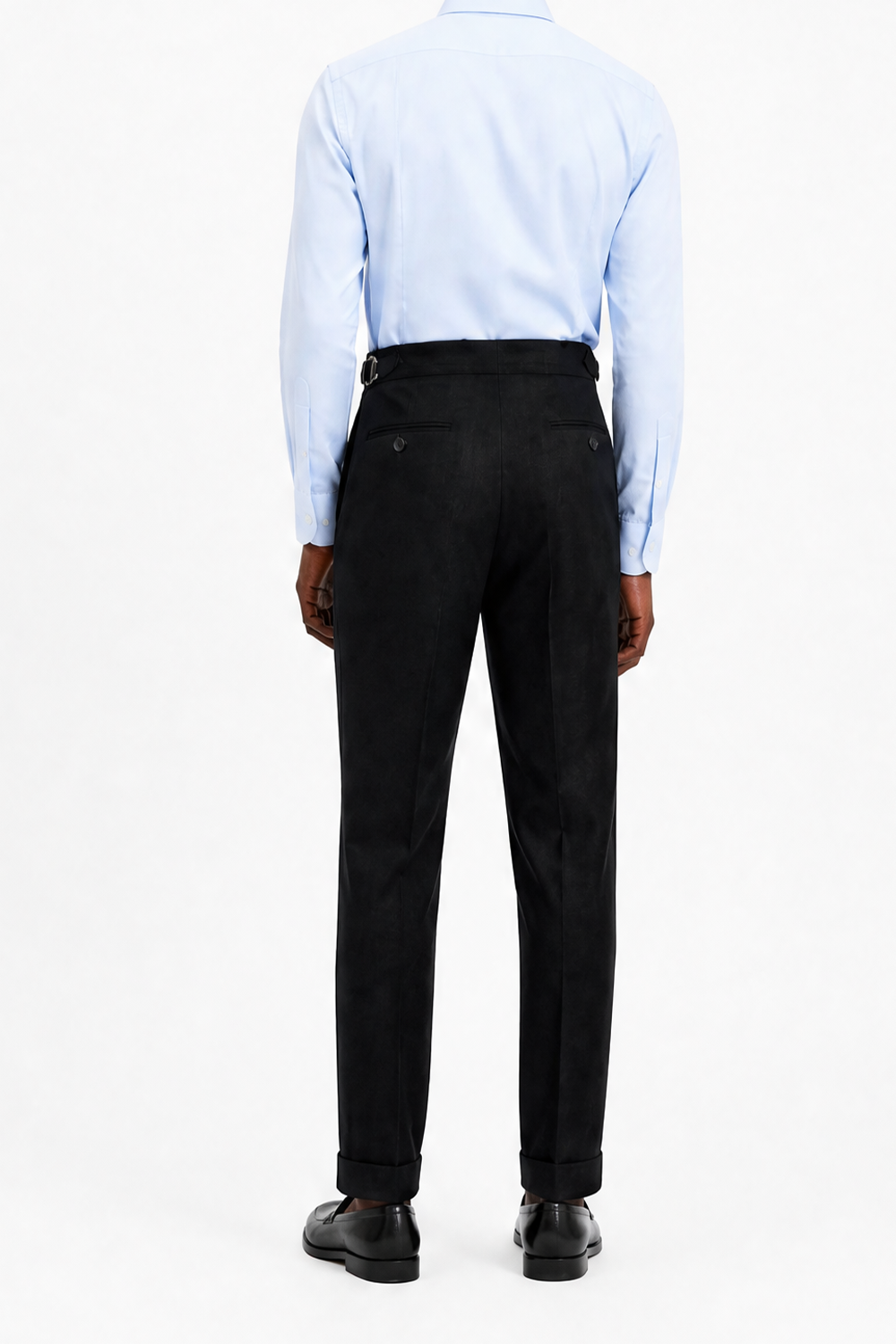 Ateliê Lynch - Calça em lã merino, super 100's 18.75 micron, com ajustadores laterais -  Preta