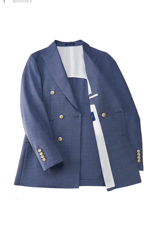 Blazer double breasted 6x2, lapela peak, desestruturado em lã merino super 110 18.25 µ - Azul Lilás