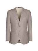 MT GERALD - Blazer single breasted, half canvas, 100% linho, com lapela notched larga - Taupe SKR