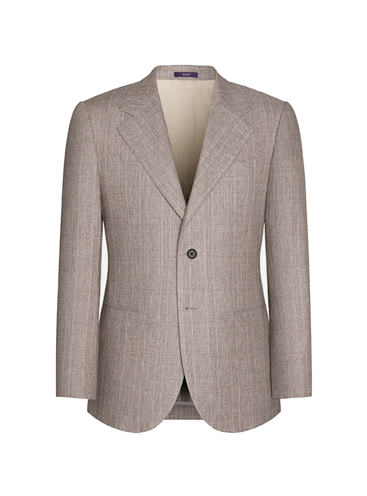 MT GERALD - Blazer single breasted, half canvas, 100% linho, com lapela notched larga - Taupe SKR