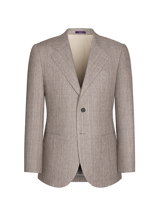 MT GERALD - Blazer single breasted, half canvas, 100% linho, com lapela notched larga - Taupe SKR