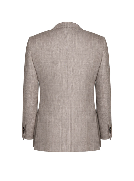MT GERALD - Blazer single breasted, half canvas, 100% linho, com lapela notched larga - Taupe SKR