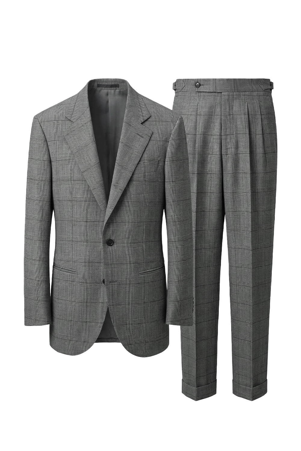 UGLENTLE  - Costume single breasted, half canvas, lapela notched, em lã merino super 100 18.75 µ, - Cinza padronagem Glen Check UGLENTLE Empire Power