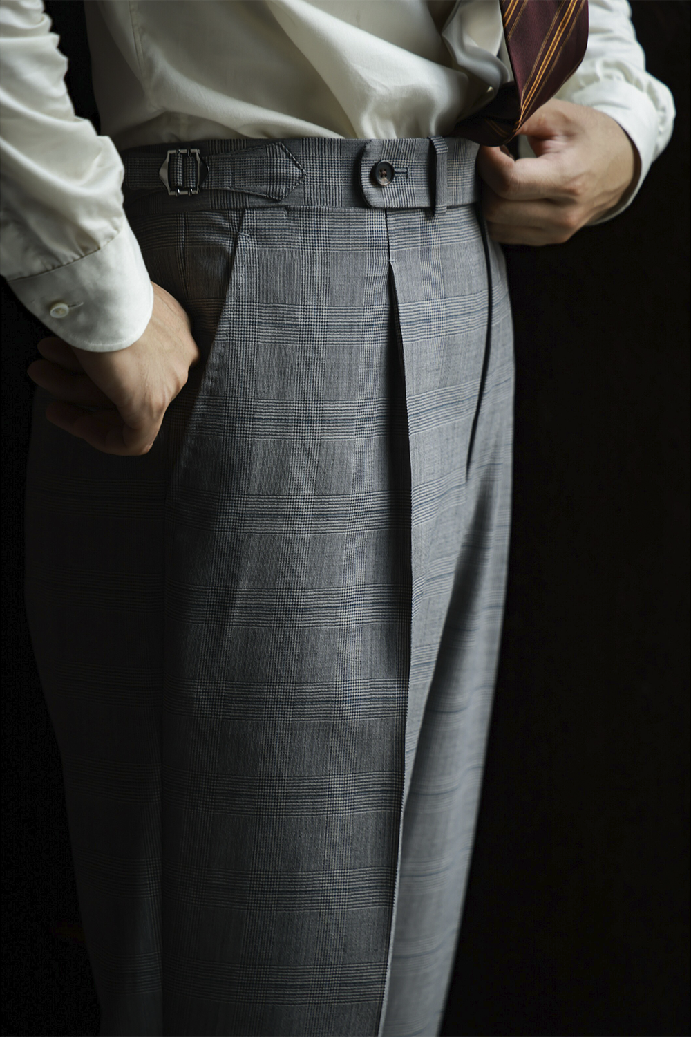 UGLENTLE  - Costume single breasted, half canvas, lapela notched, em lã merino super 100 18.75 µ, - Cinza padronagem Glen Check UGLENTLE Empire Power