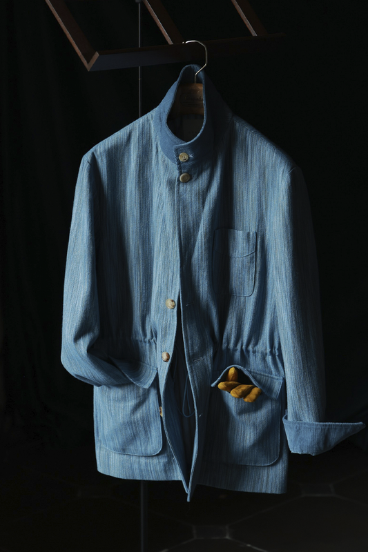 UGENTLE - Safari Jacket com forro, com ajuste interno lã com linho - Azul - UGENTLE City & Wild