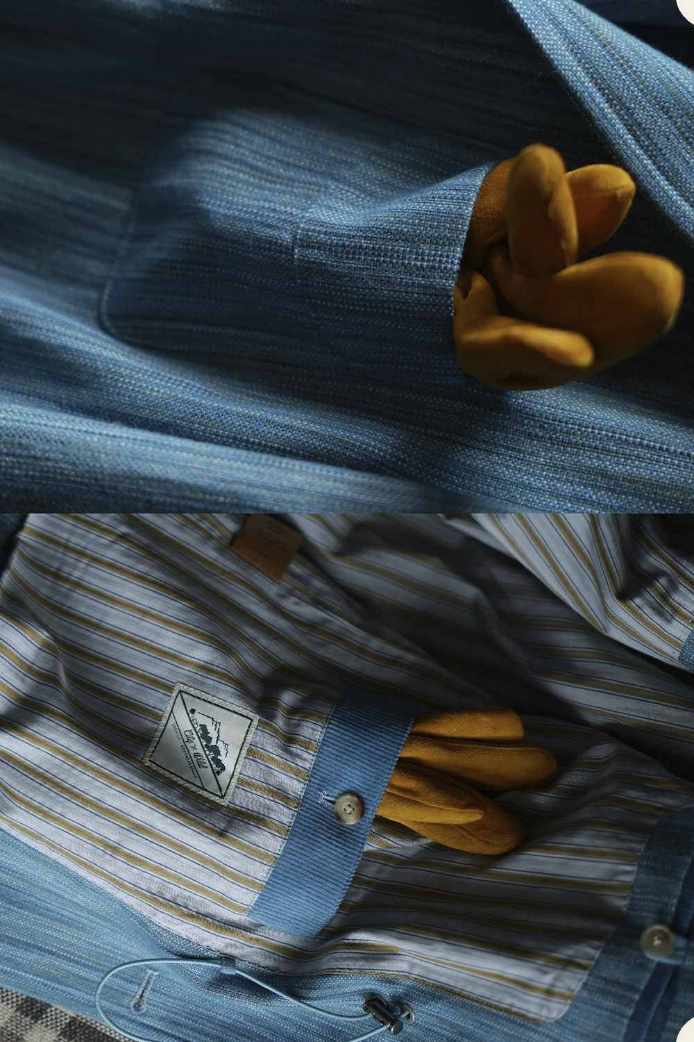 UGENTLE - Safari Jacket com forro, com ajuste interno lã com linho - Azul  - UGENTLE City & Wild