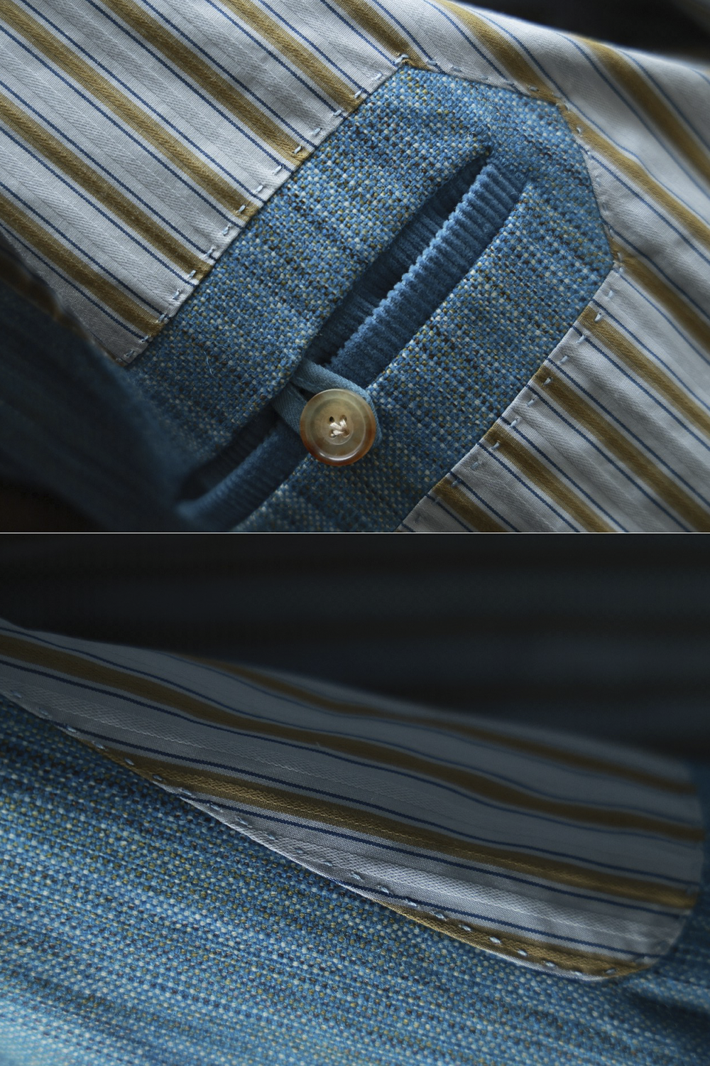 UGENTLE - Safari Jacket com forro, com ajuste interno lã com linho - Azul  - UGENTLE City & Wild