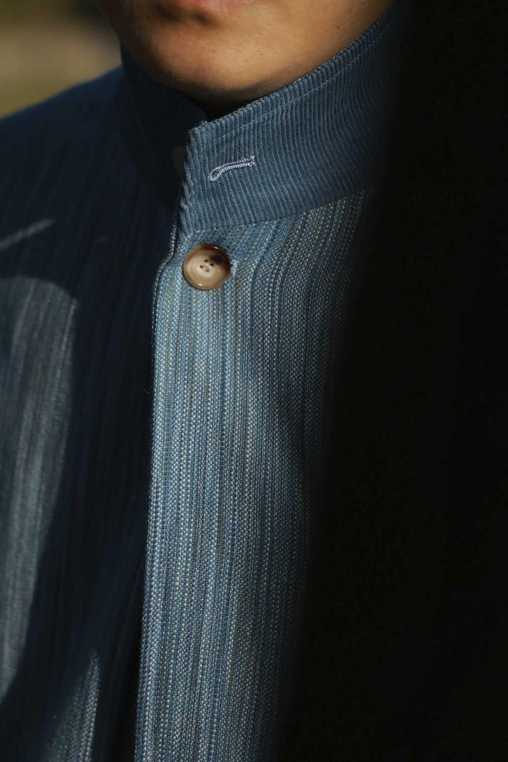 UGENTLE - Safari Jacket com forro, com ajuste interno lã com linho - Azul  - UGENTLE City & Wild