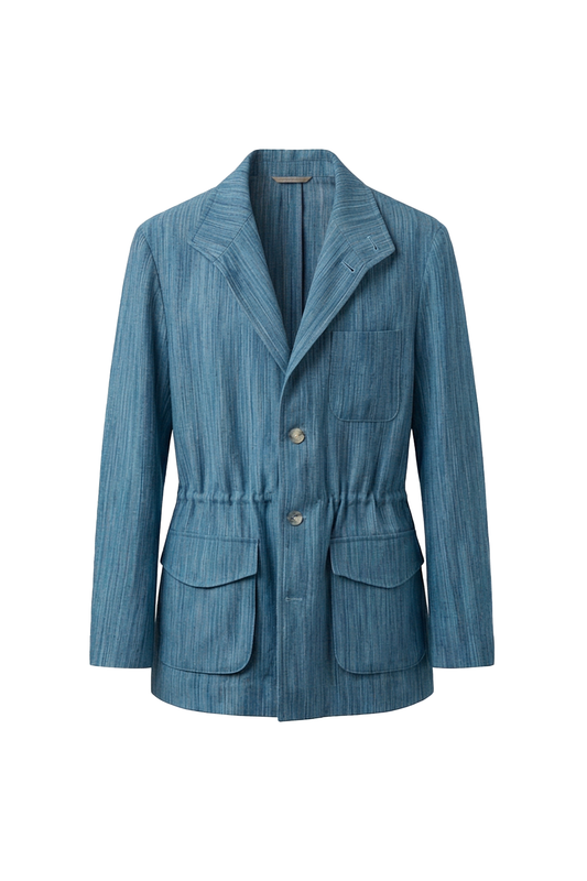 UGENTLE - Safari Jacket com forro, com ajuste interno lã com linho - Azul  - UGENTLE City & Wild