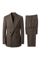 UGLENTLE  - Costume double breasted 6x1, half canvas, lapela peak, em lã merino super 100 18.75 µ, - Marrom UGLENTLE Time Travel Series