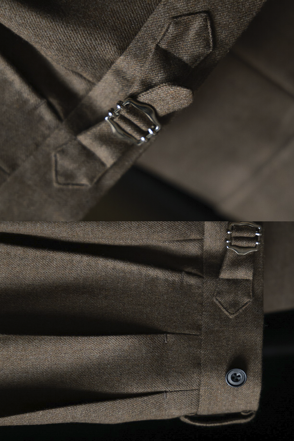 UGLENTLE  - Costume double breasted 6x1, half canvas, lapela peak, em lã merino super 100 18.75 µ, - Marrom UGLENTLE Time Travel Series