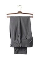 UGLENTLE - Calça em lã merino, super 120's 17.75 micron, com pregas, barra italiana e ajustadores laterais - Cinza Ardósia UGT