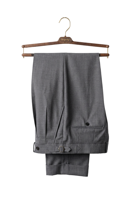 UGLENTLE - Calça em lã merino, super 120's 17.75 micron, com pregas, barra italiana e ajustadores laterais - Cinza Ardósia UGT