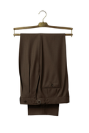 UGLENTLE - Calça em lã merino, super 120's 17.75 micron, com pregas, barra italiana e ajustadores laterais - Marrom UGT