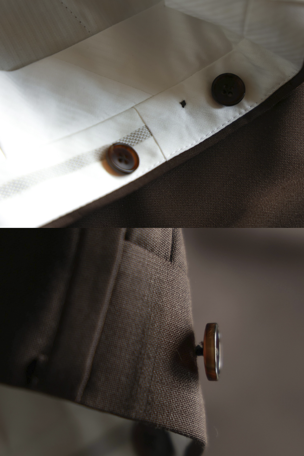 UGLENTLE - Calça em lã merino, super 120's 17.75 micron, com pregas, barra italiana e ajustadores laterais - Marrom UGT