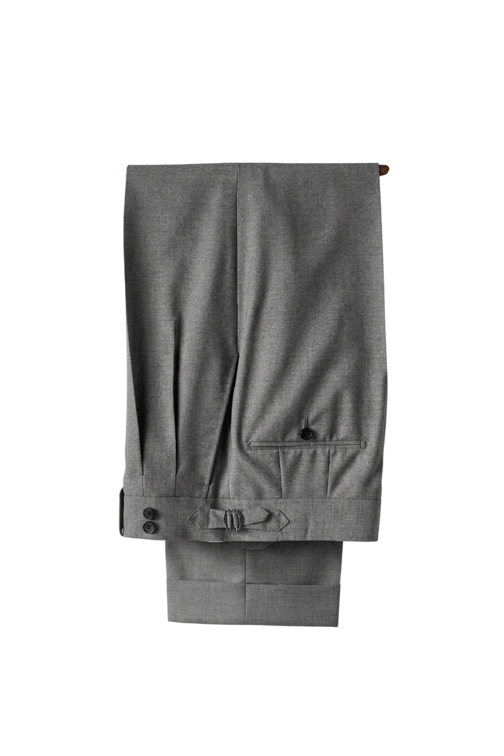 Lanifício Tollegno 1900 - Calça em lã merino, super 120's 17.75 micron, com pregas, barra italiana e ajustadores laterais - Cinza UGT