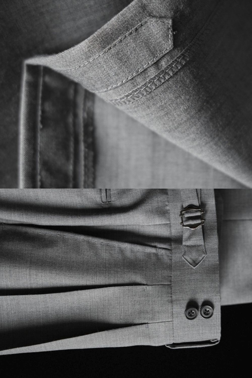 Lanifício Tollegno 1900 - Calça em lã merino, super 120's 17.75 micron, com pregas, barra italiana e ajustadores laterais - Cinza UGT