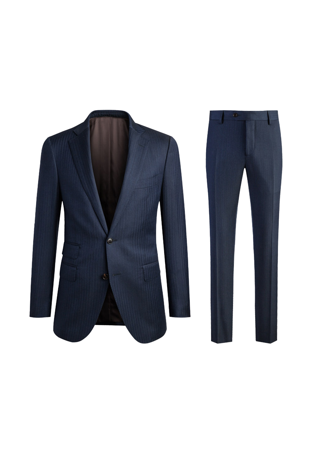 Lanifício Vitale Barberis Canonico - Costume sing breasted, half canvas, lapela notched média, em lã merino super 110 18.25 µ, 260g - Azul marinho espinha de peixe