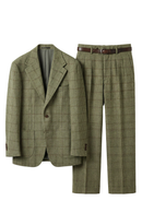 UGLENTLE  - Costume single breasted, half canvas, lapela notched, em lã merino super 100 18.75 µ, - Verde Oliva padronagem Glen Check UGLENTLE Time Travel Series