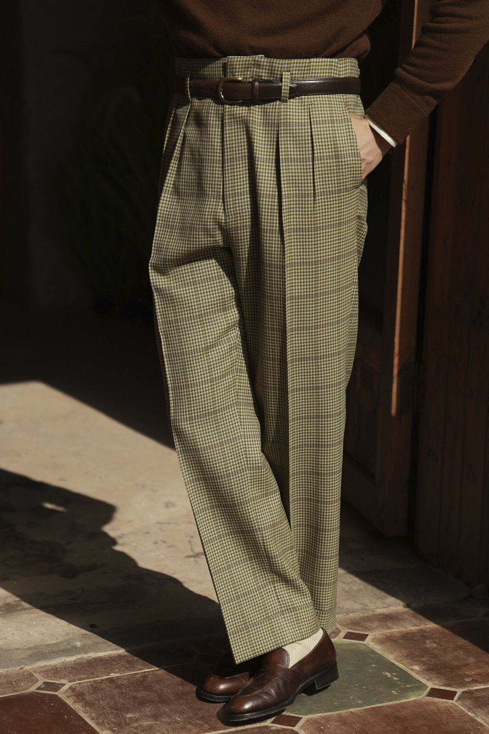 UGLENTLE  - Costume single breasted, half canvas, lapela notched, em lã merino super 100 18.75 µ, - Verde Oliva padronagem Glen Check UGLENTLE Time Travel Series