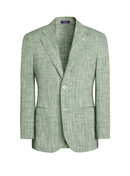 MT GERALD - Blazer desestruturado em linho com algodão, tecido espinha de peixe com lapela notched - Verde Celadon SKR