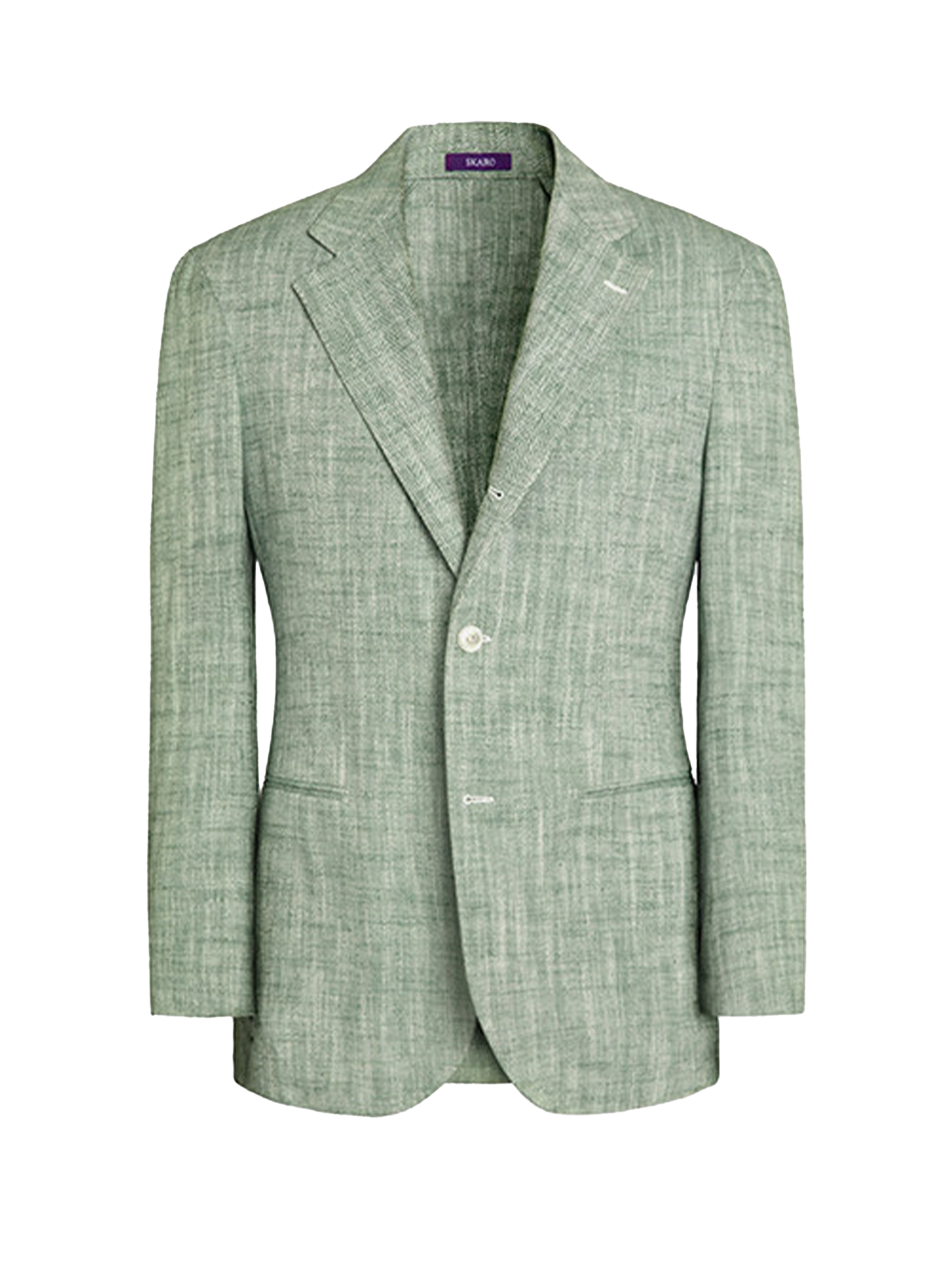 MT GERALD - Blazer desestruturado em linho com algodão, tecido espinha de peixe com lapela notched - Verde Celadon SKR