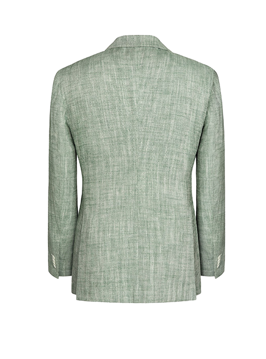 MT GERALD - Blazer desestruturado em linho com algodão, tecido espinha de peixe com lapela notched - Verde Celadon SKR