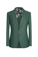 Blazer desestruturado single breasted, em lã, linho, seda e fibra de bambu, com lapela notched - Verde BPN