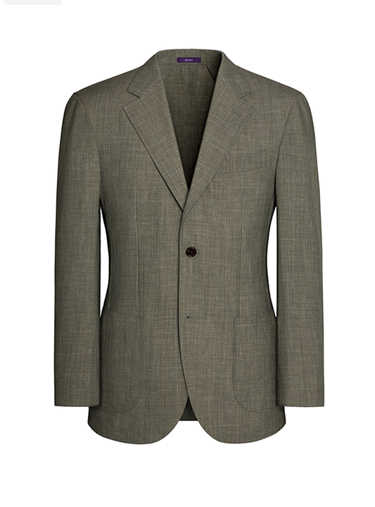 MT GERALD - Blazer desestruturado em lã mista com linho, lapela notched e bolsos patch - Verde Fendi SKR