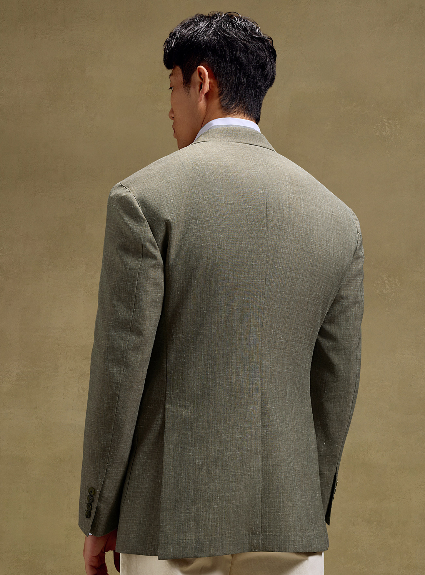 MT GERALD - Blazer desestruturado em lã mista com linho, lapela notched e bolsos patch - Verde Fendi SKR