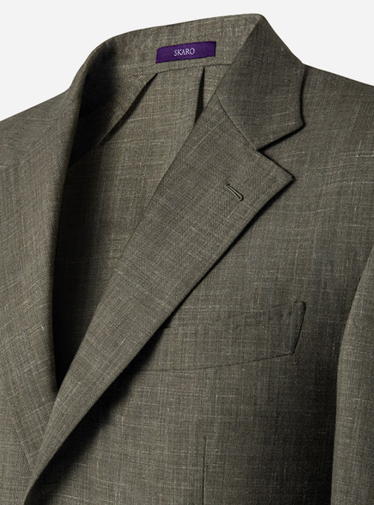 MT GERALD - Blazer desestruturado em lã mista com linho, lapela notched e bolsos patch - Verde Fendi SKR