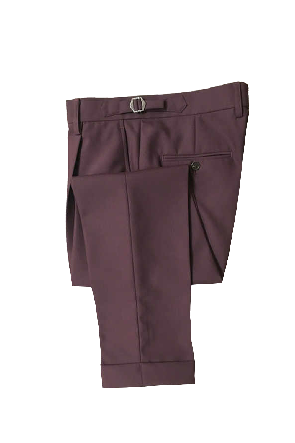 Calça em lã merino, super 100's 18.75 micron, com ajustadores laterais e passantes - Brit Vinho