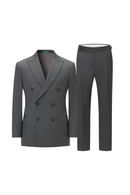 Lanifício Vitale Barberis Canonico - Costume double breasted 6x2, half canvas, lapela peak, em lã merino super 110 18.25 µ - Cinza médio espinha de peixe