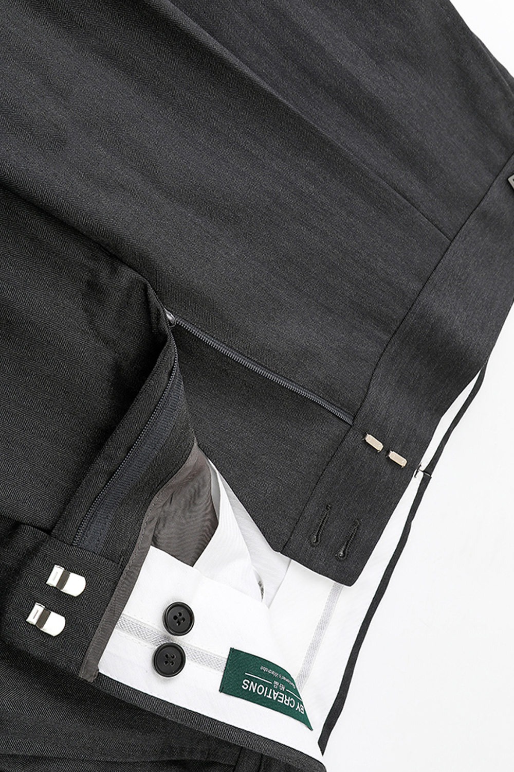 Lanifício Vitale Barberis Canonico - Costume double breasted 6x2, half canvas, lapela peak, em lã merino super 110 18.25 µ - Cinza médio espinha de peixe