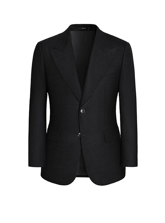 Lanifício Zignone - Blazer single breasted, half canvas, lapela peak, em lã merino super 110 18.25 µ - Preto Ceremony SKR