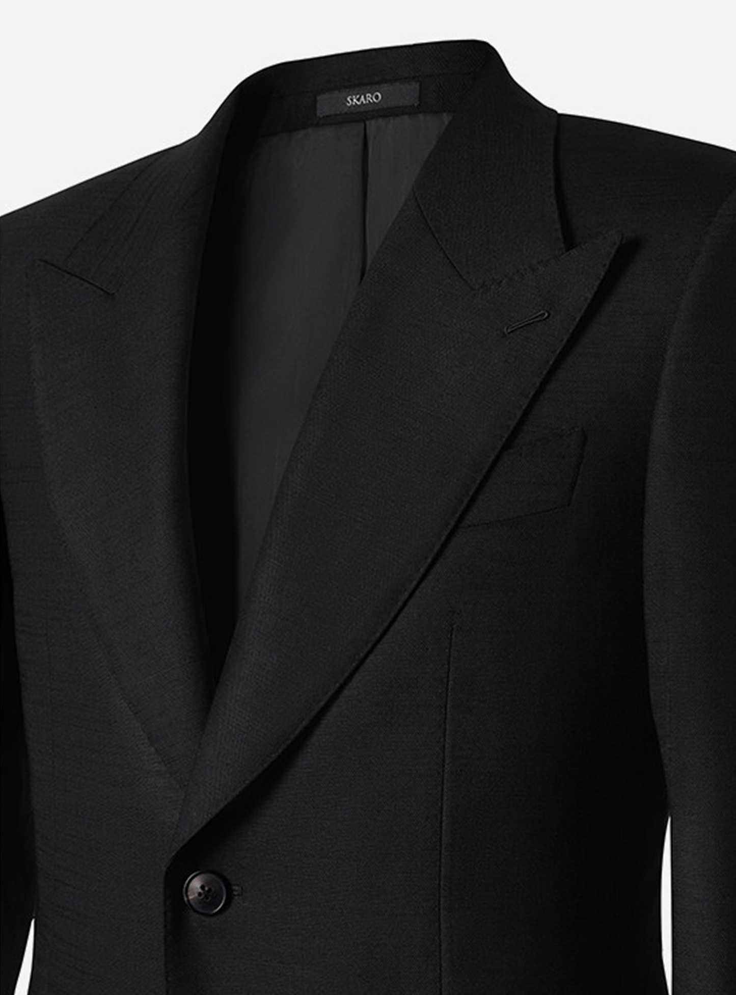 Lanifício Zignone - Blazer single breasted, half canvas, lapela peak, em lã merino super 110 18.25 µ - Preto Ceremony SKR