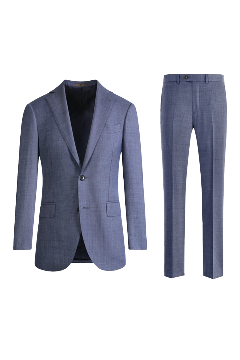 Costume single breasted, half canvas, lapela notched, em lã merino super 120 17.75 µ, - Azul Ardósia FYM