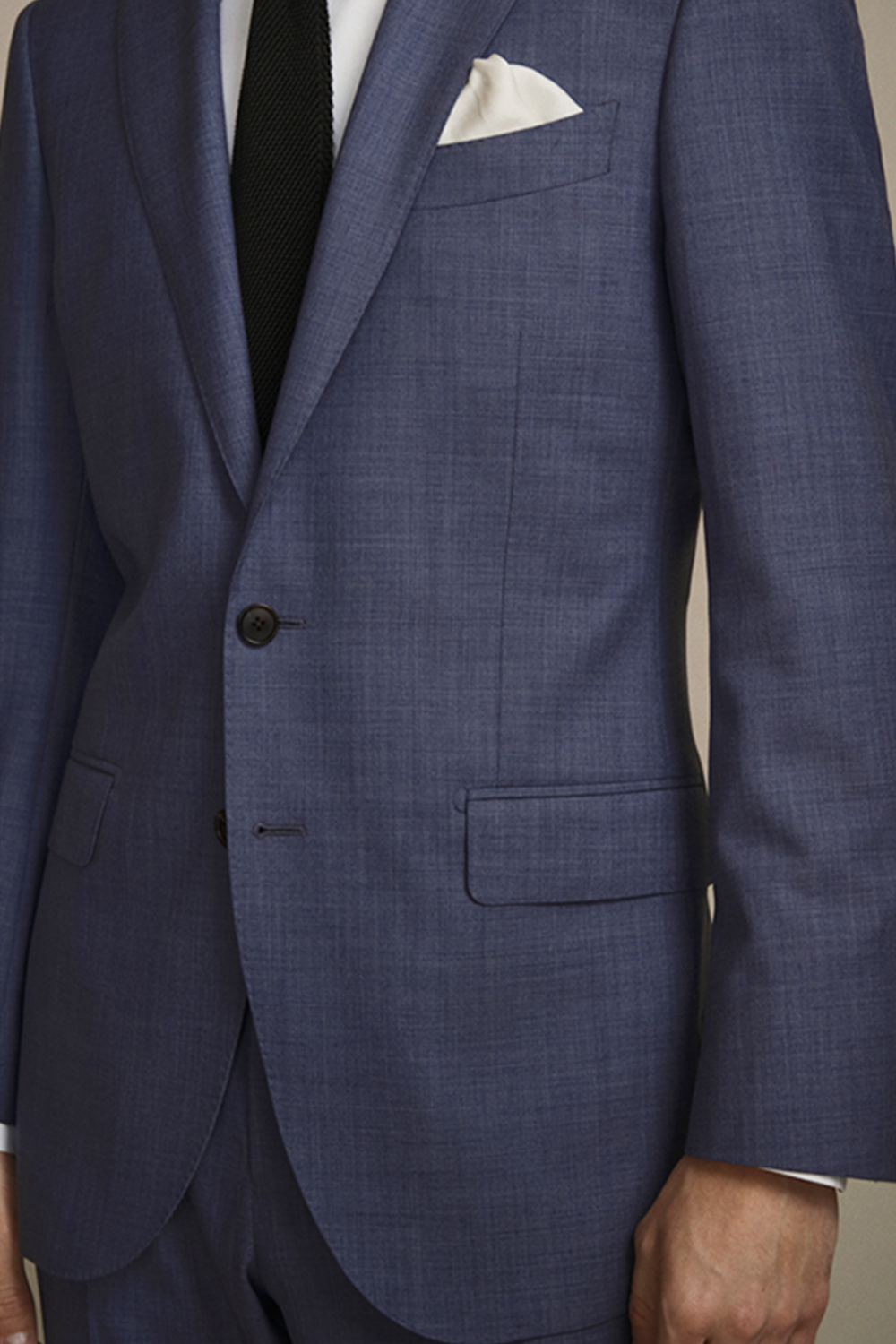 Costume single breasted, half canvas, lapela notched, em lã merino super 120 17.75 µ, - Azul Ardósia FYM